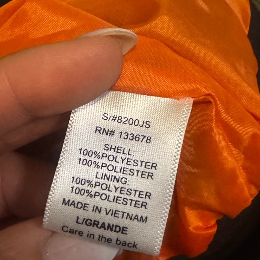 Love Tree Olive Green Bomber Jacket Orange Lining – Size L - Picture 3 of 4
